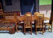 Comedor seis sillas en madera saman segunda mano  Zamora