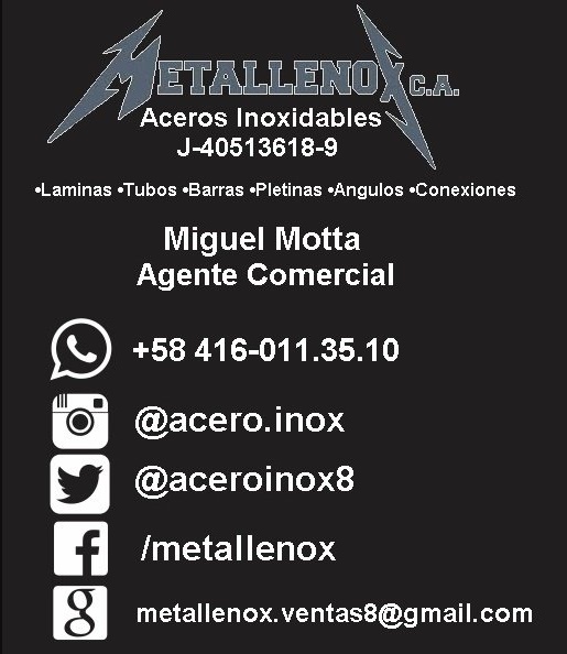 Metallenox 04160113510 miguel mota acero inoxidable laminas tubos barras pletinas